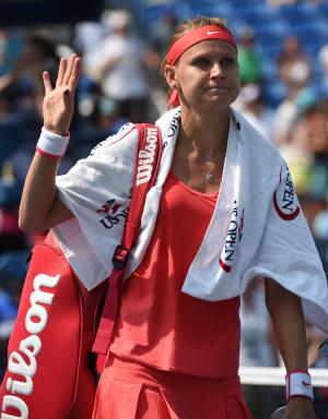 Lucie Safarova of the Czech Republic reacts after her&nbsp;&hellip;