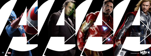 Chris Evans as Captain America, Mark Ruffalo as Bruce Banner, Robert Downey Jr. as Iron Man, and Chris Hemsworth as Thor in Marvel&#39;s &#39;The Avengers&#39;