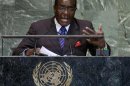 Zimbabwe's President Robert Mugabe addresses the 67th session of the United Nations General Assembly at UN headquarters in New York