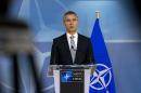 NATO Secretary General Jens Stoltenberg address a media conference at NATO headquarters in Brussels on Monday, Nov. 30, 2015. Stoltenberg met with the Turkish Prime Minister Ahmet Davutoglu on Monday to discuss the issue of a Russian warplane downed by a Turkish fighter jet at the border with Syria. (AP Photo/Virginia Mayo)