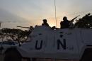 UN peacekeeping forces patrol in Bangui on December 30, 2015