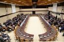 The proceedings during the Global Coalition meeting against The Islamic State group IS are being held at NATO headquarter in Brussels on February 11, 2016