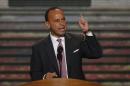 Rep. Luis Gutierrez addresses delegates during the second session of the Democratic National Convention in Charlotte