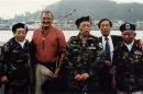 Merrill Edward Newman poses for group photo with former Kuwol Guerrilla Unit members at a port in Incheon, west of Seoul