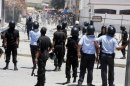 Tunisian police face rioters in Intilaka