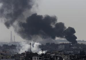 Smoke from Israeli strikes rises over Gaza City, in &hellip;