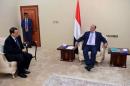 United Nations envoy to Yemen Ismail Ould Cheikh Ahmed meets with Yemen's President Abd-Rabbu Mansour Hadi in Yemen's southern port city of Aden