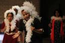 Iraqi girls from the Dar al-Zuhur orphanage perform in a play at the Theatre Forum in the capital Baghdad
