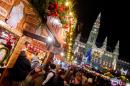 People crowd the Christmas market in front of Vienna's City Hall on November 26, 2015