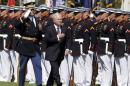 U.S. Defense Secretary Gates reviews an honour guard at the Pentagon
