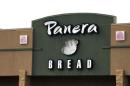 The sign on the hood of a delivery truck for Panera Bread Co. is seen in Westminster