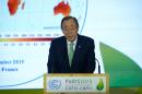 United Nations Secretary General Ban Ki-moon delivers a speech during the COP21 World Climate Change Conference in Le Bourget, north of Paris, on November 30, 2015