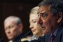 U.S. Secretary of Defense Panetta testifies next to U.S. Secretary of State Clinton, and the Chairman of the Joint Chiefs of Staff Dempsey, at the Senate Foreign Relations Committee in Washington