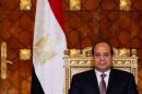Egypt's President Abdel Fattah al-Sisi attends during signing of agreements ceremony with Sudanese President Omar Hassan al-Bashir (unseen) at the El-Thadiya presidential palace in Cairo