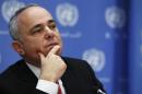 Minister of Strategic and Intelligence Affairs for International Relations of Israel Yuval Steinitz attends a news conference after a meeting of the Ad Hoc Liaison Committee during the 68th United Nations General Assembly at U.N. headquarters in New York