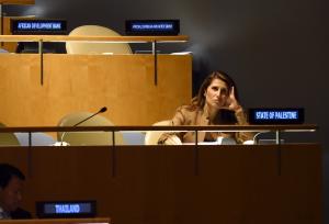 A member of the Palestine delegation listens as Israel&nbsp;&hellip;