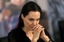 United Nations High Commissioner for Refugees Special Envoy Angelina Jolie attends a news conference as she visits a Syrian and Iraqi refugee camp in the southern Turkish town of Midyat
