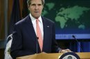 United States Secretary of State John Kerry addresses the media on the Syrian situation in Washington