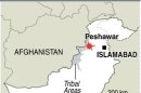 Graphic showing the location of Peshawar in Pakistan where a bomb explosion on Sunday