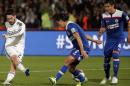 Real Madrid's Isco, left, scores during the semifinal soccer match between Real Madrid and Cruz Azul at the Club World Cup soccer tournament in Marrakech, Morocco, Tuesday, Dec. 16, 2014. (AP Photo/Christophe Ena)