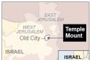 Map locates Temple Mount in the Old City of Jerusalem. 1C X 2 1/4. ETA 1:30pm
