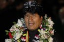 Bolivia's President Evo Morales is pictured after his arrival at the El Alto airport on the outskirts of La Paz
