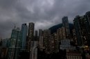 Dark clouds gather over Hong Kong as Typhoon Usagi approaches the territory on September 22, 2013