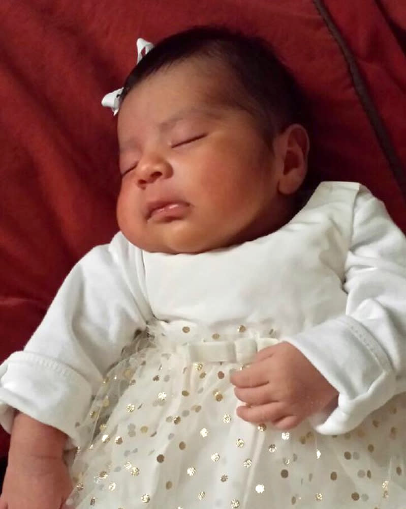 Missing baby Eliza Delacruz is seen in an undated photo provided by the Long Beach Police Department. Long Beach police say 3-week-old Eliza Delacruz ...