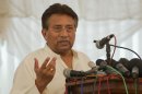 Pakistan's former President Musharraf speaks as he unveils his party manifesto for the forthcoming general election at his residence in Islamabad