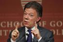 Colombian President Juan Manuel Santos speaks at the Kennedy School of Government at Harvard University in Cambridge