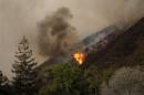 A blaze flares up during a wild fire in Big Sur