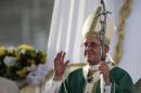 Pope Francis leads a mass at the palace of Caserta in southern Italy