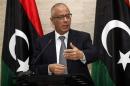 Libya's PM Zeidan speaks during a news conference in Tripoli