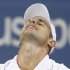 Roddick of the U.S. reacts to winning a point against Tomic of Australia at the US Open men's singles tennis tournament
