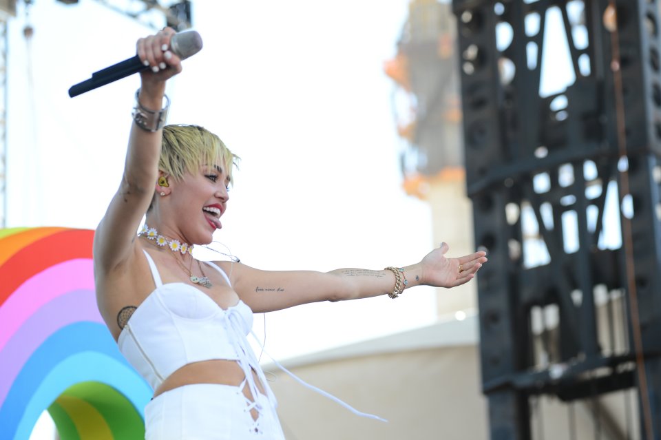 Miley Cyrus performs at IHeartRadio Music Village, Saturday, Sept. 21, 2013 in Las Vegas. (Photo by Al Powers/Powers Imagery/Invision /AP)