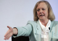 <p>               FILE-In this Friday, March 9, 2012, file photo, Hewlett Packard CEO and President Meg Whitman speaks at a conference on the Stanford University campus in Palo Alto, Calif. Hewlett-Packard Co. is expecting earnings to fall by more than 10 percent next year as CEO Meg Whitman struggles to fix a wide range of problems in a weakening economy. Whitman delivered the disappointing forecast Wednesday, Oct. 3, 2012, at a meeting that the ailing Silicon Valley pioneer held for analysts and investors. The gathering gave Whitman the opportunity to persuade investors that she has come up with a compelling strategy for turning around HP one year after being named CEO.(AP Photo/Paul Sakuma, File)