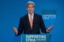 US Secretary of State John Kerry addresses delegates at a donor conference entitled 'Supporting Syria & The Region' at the QEII Centre in central London on February 4, 2016