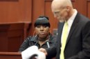 Witness Jeantel watches defense attorney West while on the stand during George Zimmerman's second-degree murder trial in Sanford