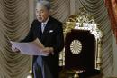 Japan's Emperor Akihito declares the opening of the extraordinary session of parliament in Tokyo