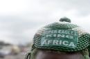 A Nigerian supporter wears a hat reading :"Super Eagles king of Africa" on June 16, 2014 in Lagos