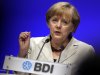 German Chancellor Angela Merkel speaks during a the annual meeting of the umbrella Association of German Industry, BDI, in Berlin, Germany, Tuesday, Sept. 25, 2012. (AP Photo/Michael Sohn)