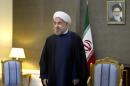 Iran's President Hassan Rouhani waits for United Arab Emirates' minister of foreign affairs Abdullah bin Zayed for a meeting at his office in Tehran, Iran, Thursday Nov. 28, 2013. (AP Photo/Ebrahim Noroozi)