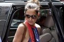 Actress Katie Holmes leaves the Children's Museum of the Arts in the SoHo neighborhood of New York