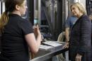 Democratic presidential candidate Hillary Rodham Clinton talks with Lee Lord during a tour of the Smuttynose Brewery, Friday, May 22, 2015, in Hampton, N.H. (AP Photo/Jim Cole)