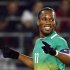 Ivory Coast's Drogba reacts after scoring a goal during international friendly soccer match against Austria in Linz