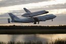 The space shuttle Endeavour leaves Kennedy Space Center for the last time in Florida