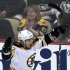 Boston Bruins' Brad Marchand celebrates his goal in the first period of Game 2 of the NHL hockey Stanley Cup Eastern Conference finals against the Pittsburgh Penguins, in Pittsburgh on Monday, June 3, 2013. (AP Photo/Gene J. Puskar)