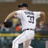 Detroit Tigers starter Max Scherzer pitches against the Boston Red Sox in the first inning of a baseball game, Saturday, June 22, 2013, in Detroit. (AP Photo/Duane Burleson