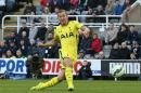 Tottenham Hotspur's English striker Harry Kane scores a goal during an English Premier League football match in Newcastle upon Tyne, England, on April 19, 2015