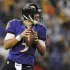 Baltimore Ravens quarterback Flacco looks to pass against the Cleveland Browns in Baltimore